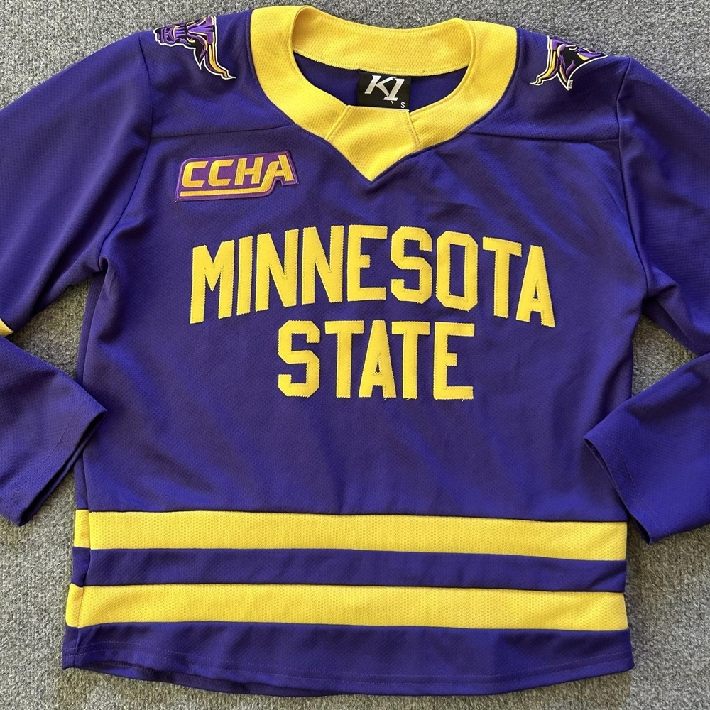 Minnesota State Mavericks Jersey Mens S Purple Gold NCAA Hockey K1 CCHA